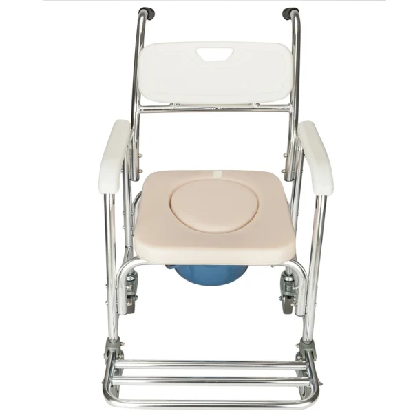 4 in 1 Aluminum Rolling Chair for Elderly Old People Handicapped Seniors Pregnant Women Bath Chairs con Wheels White - US Stock