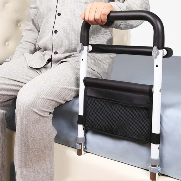 Bed Assist Bar with Storage Pocket – Height Adjustable Bed Rail for Elderly Adults